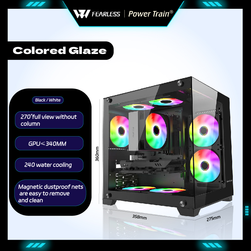 Console Gaming Pc Case - Power Train Renkli Glaze MATX Gabinetes