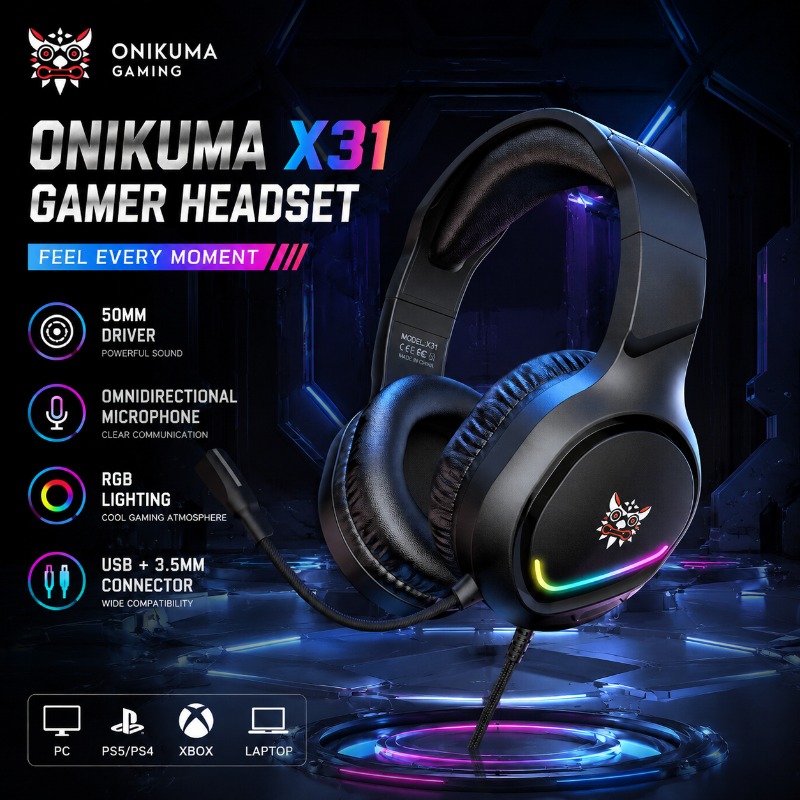 Gaming Console Amazon - ONIKUMA X31 Oyun Kulaklığı Profesyonel Kablolu