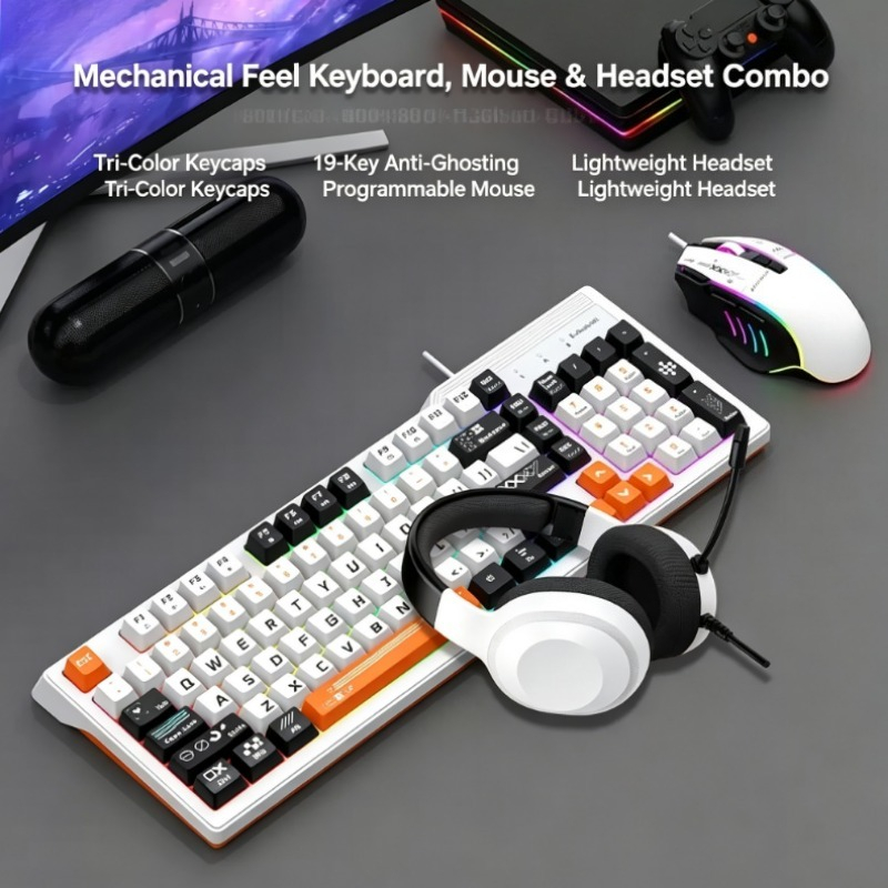 Gaming Headset Wired - K8pro 3'ü 1 Arada Oyun Kombosu