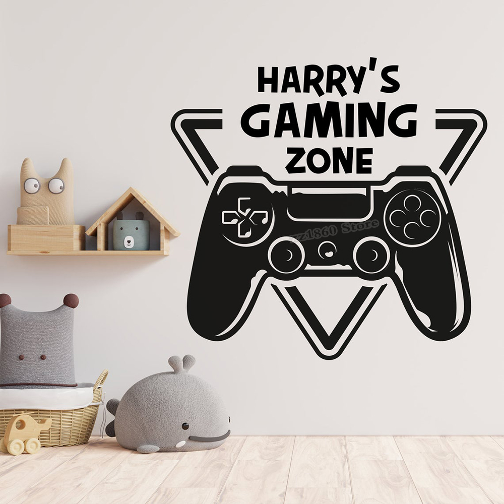 Gaming Console Room - Özel adı oyun bölge duvar çıkartması